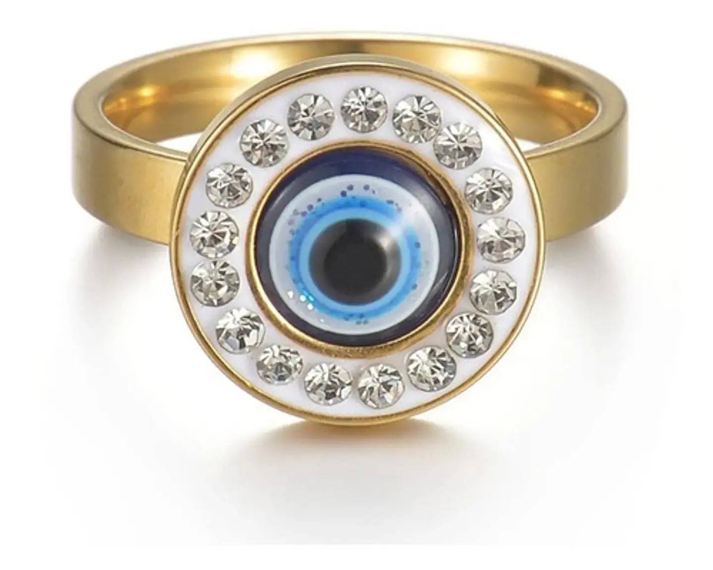 Anillo Amuleto Mujer Con Ojo Del Mal Turco Acero Color Oro 30