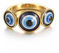 Anillo Amuleto Mujer Con Ojo Del Mal Turco Acero Color Oro - Miniatura 34