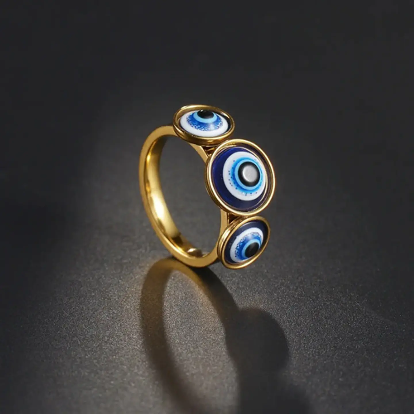 Anillo Amuleto Mujer Con Ojo Del Mal Turco Acero Color Oro 35
