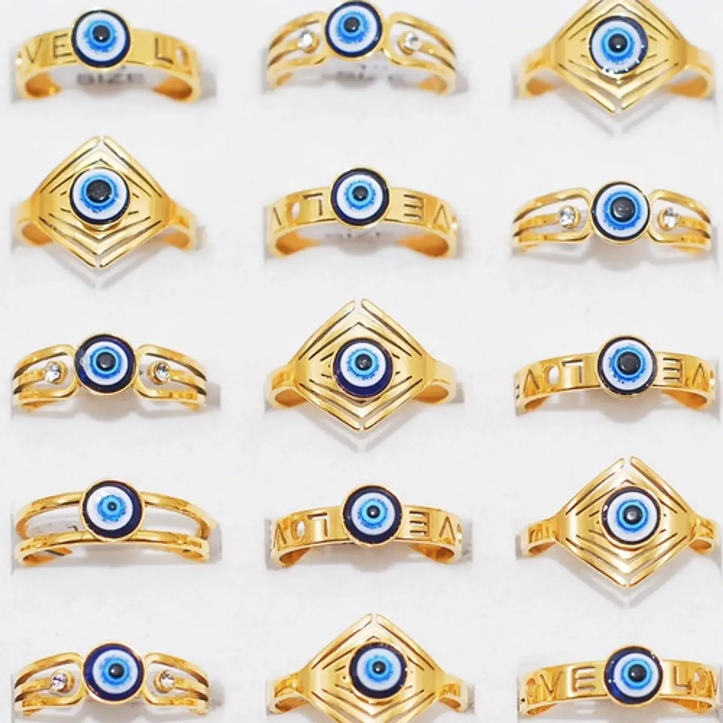 Anillo Amuleto Mujer Con Ojo Del Mal Turco Acero Color Oro 39