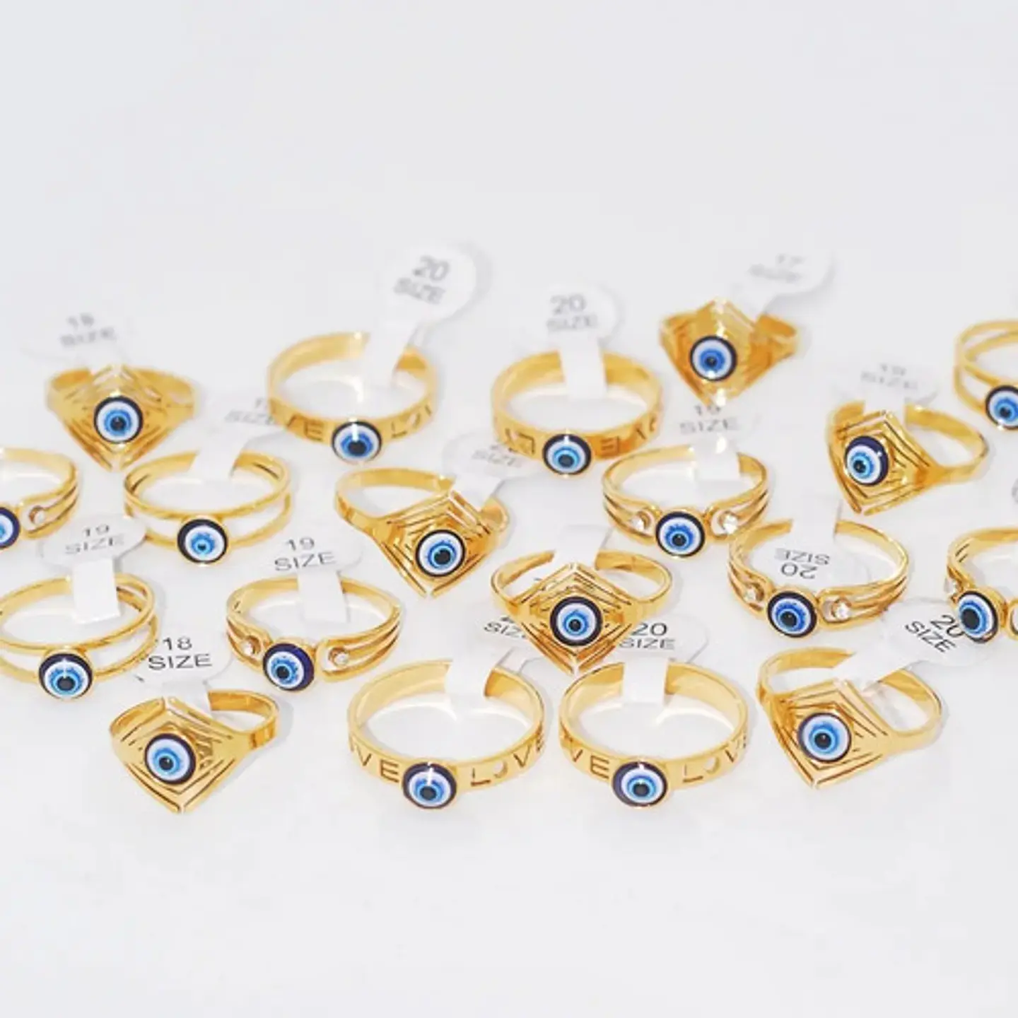 Anillo Amuleto Mujer Con Ojo Del Mal Turco Acero Color Oro 40
