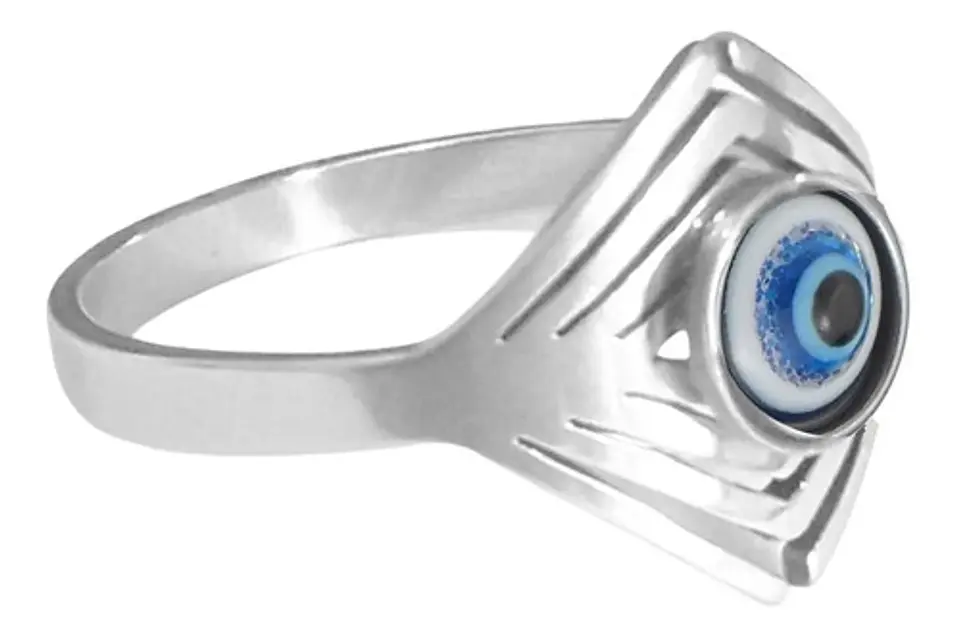Anillo Amuleto Mujer Con Ojo Del Mal Turco Acero Color Oro 57