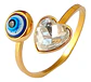 Anillo Amuleto Mujer Con Ojo Del Mal Turco Acero Color Oro - Miniatura 58