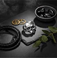 Anillo Color Plata Oscuro De Acero Craneo Calavera Hombre - Miniatura 6