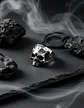 Anillo Color Plata Oscuro De Acero Craneo Calavera Hombre - Miniatura 7