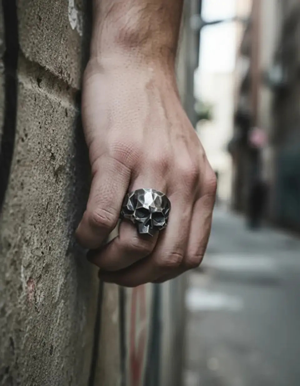 Anillo Color Plata Oscuro De Acero Craneo Calavera Hombre 10