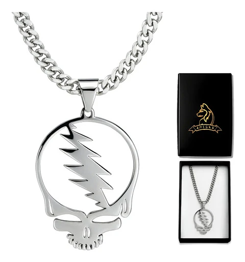 Collar Hombre Y Mujer Dije Banda De Metal Rock Grateful Dead Plateado
