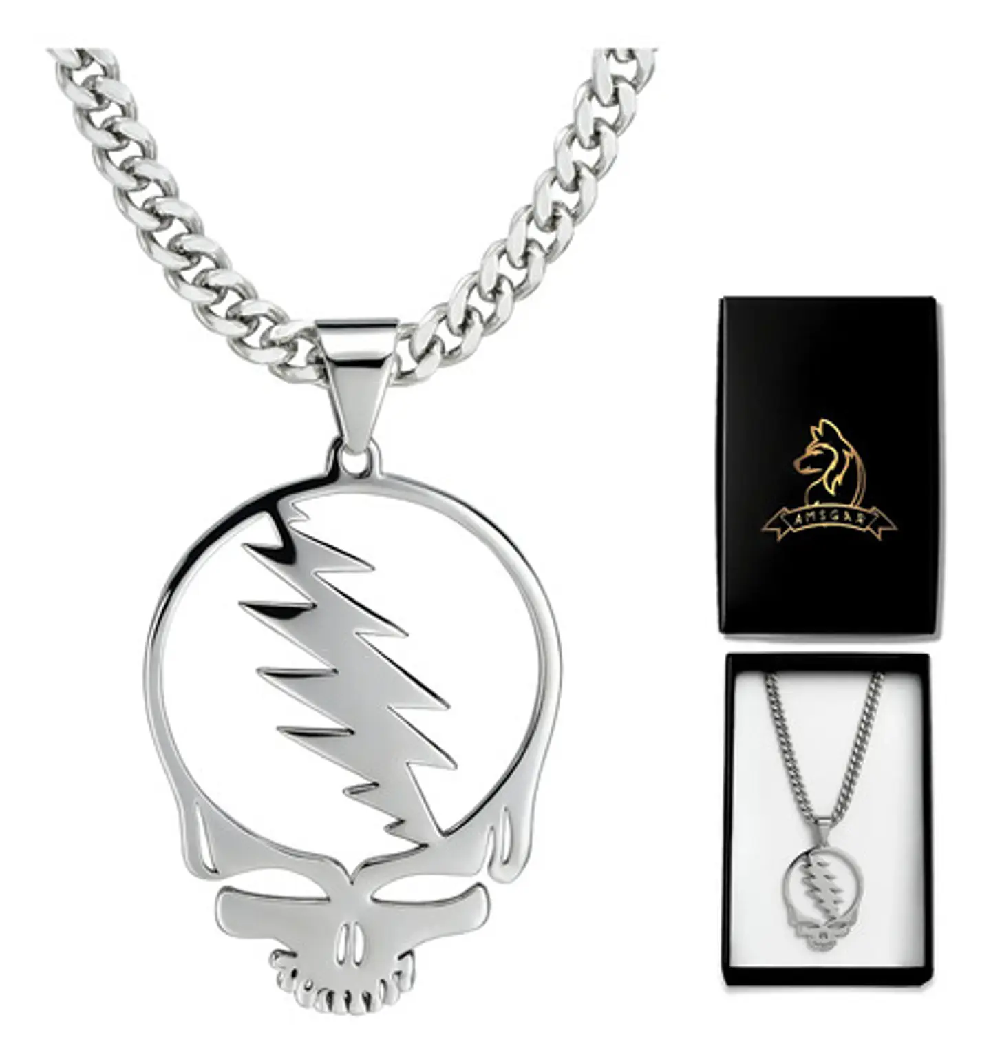 Collar Hombre Y Mujer Dije Banda De Metal Rock Grateful Dead Plateado 1