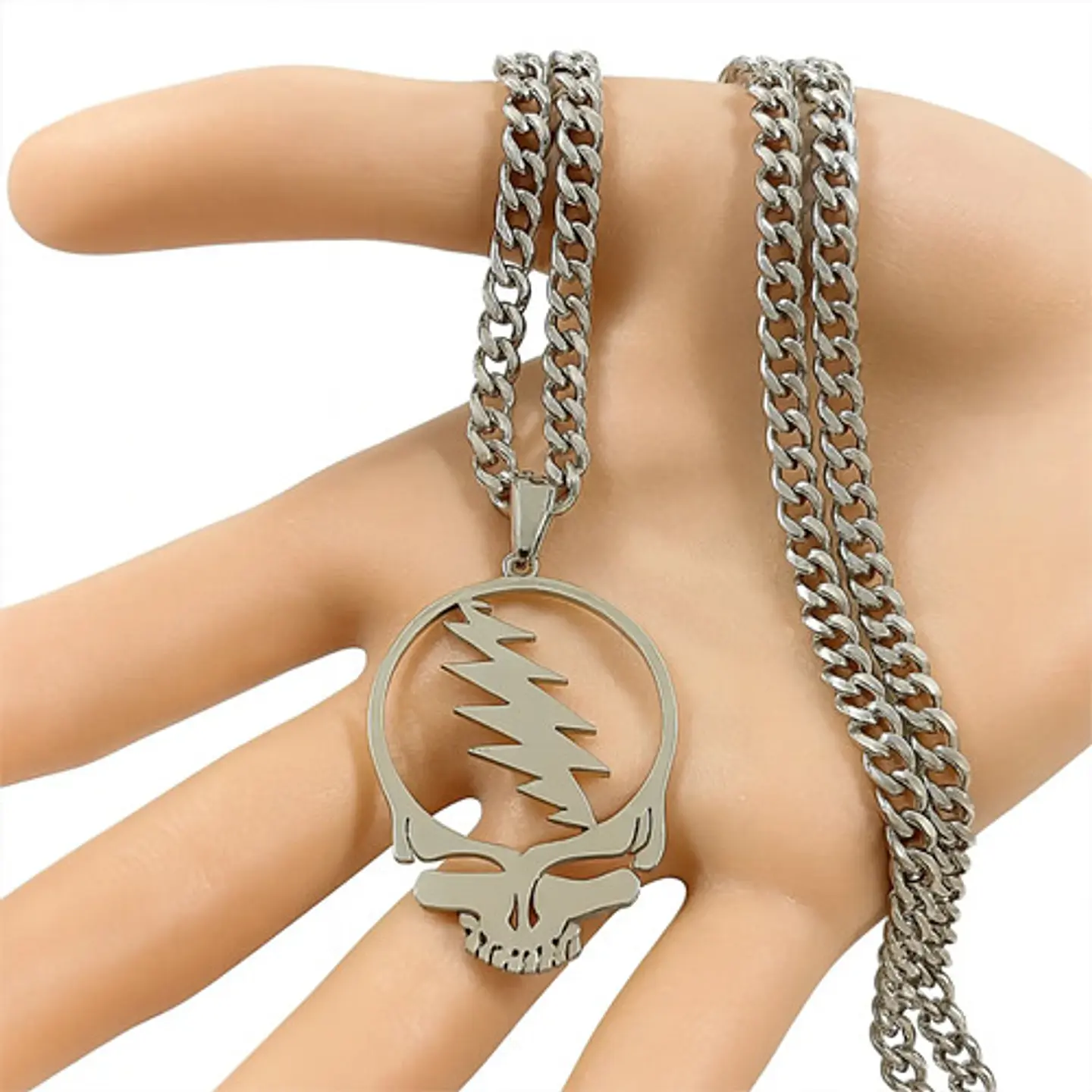 Collar Hombre Y Mujer Dije Banda De Metal Rock Grateful Dead Plateado 2