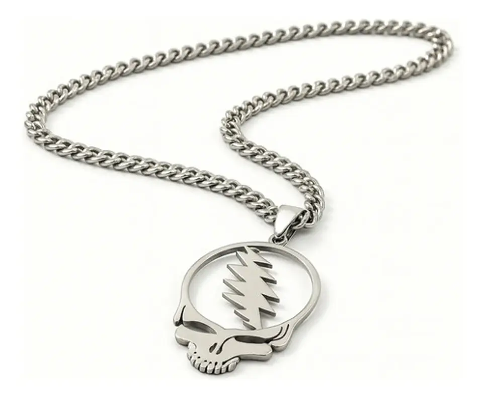 Collar Hombre Y Mujer Dije Banda De Metal Rock Grateful Dead Plateado 3