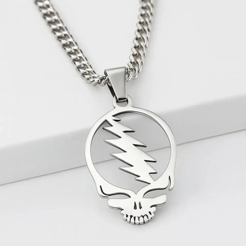 Collar Hombre Y Mujer Dije Banda De Metal Rock Grateful Dead Plateado 5