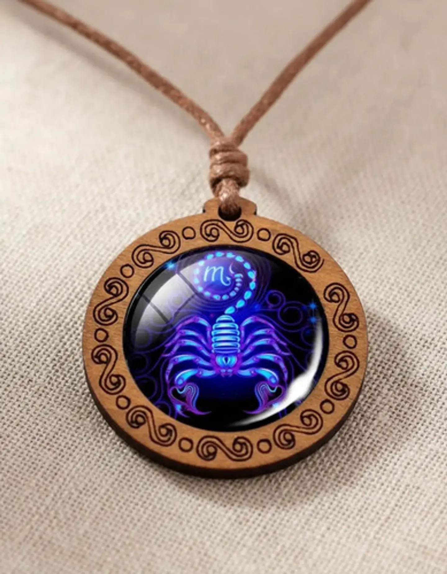 Collar Madera Constelaciones Signos Zodiacales Hombre Mujer 3