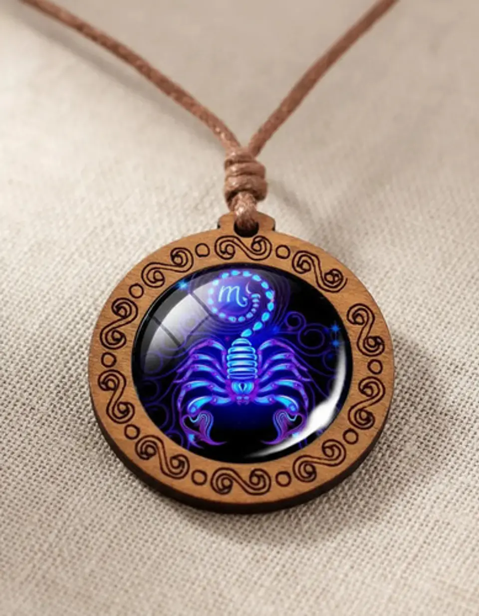 Collar Madera Constelaciones Signos Zodiacales Hombre Mujer 3