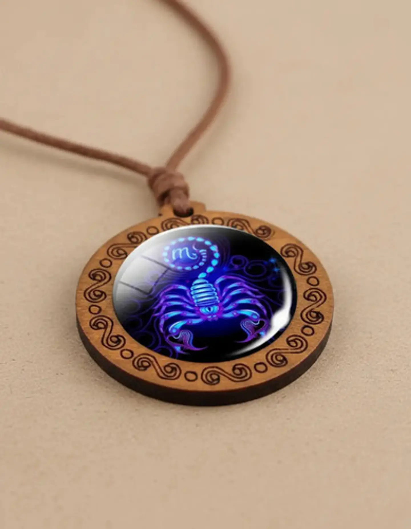 Collar Madera Constelaciones Signos Zodiacales Hombre Mujer 4