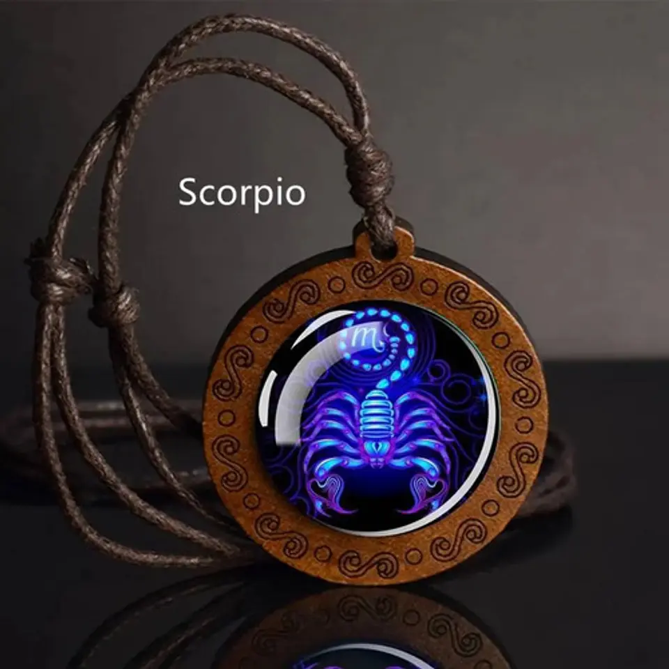 Collar Madera Constelaciones Signos Zodiacales Hombre Mujer 7
