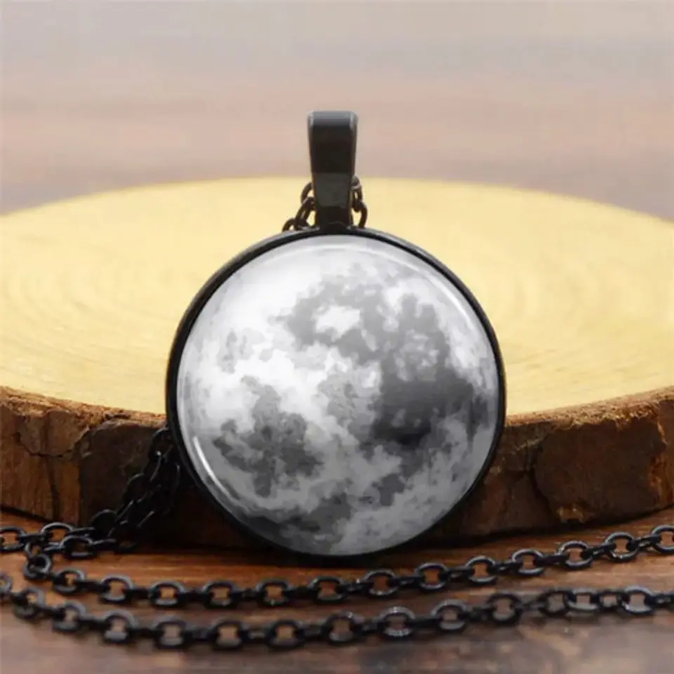 Collar Cadena Gargantilla Colgante Cristal Luna Llena Mujer 10