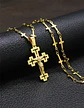Collar Cadena Cruzes Hombre Mujer Dije Cruz Acero Color Oro - Miniatura 9