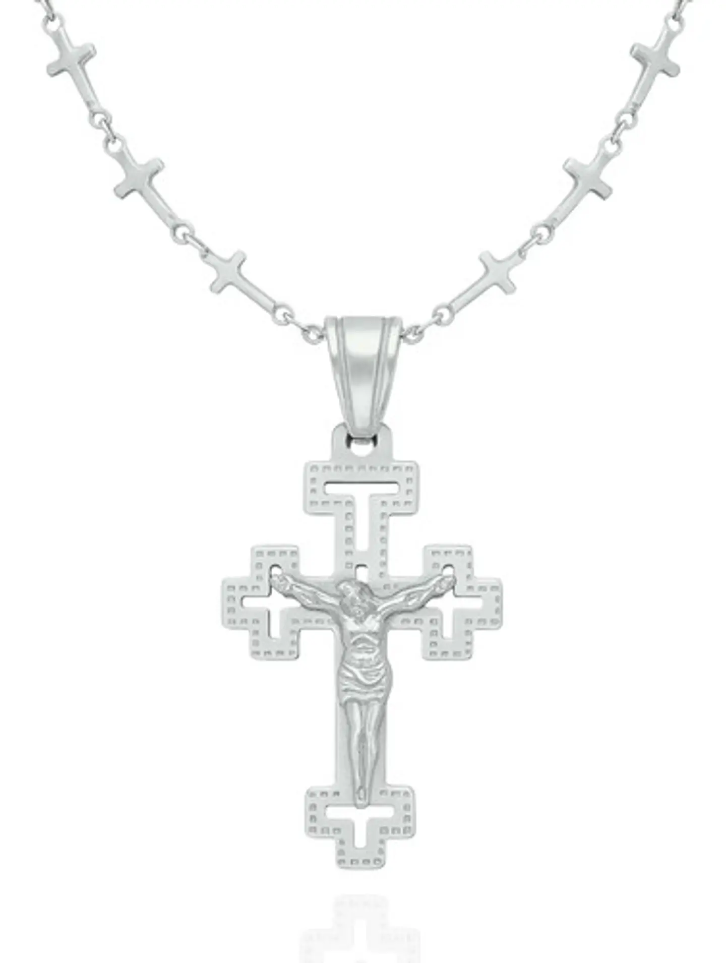 Collar Cadena Cruzes Hombre Mujer Dije Cruz Acero Color Oro 12