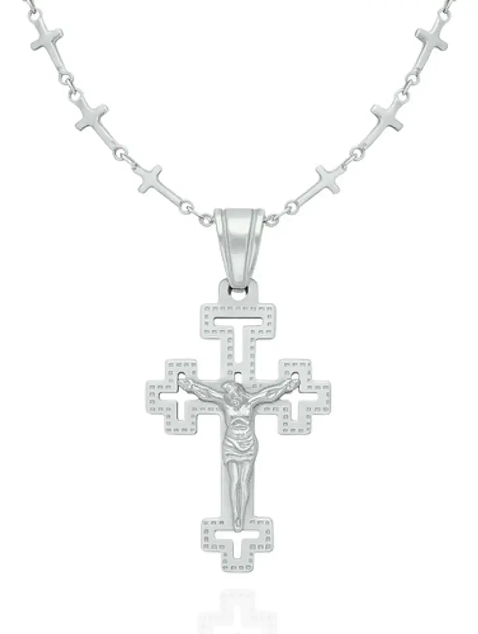 Collar Cadena Cruzes Hombre Mujer Dije Cruz Acero Color Oro 12