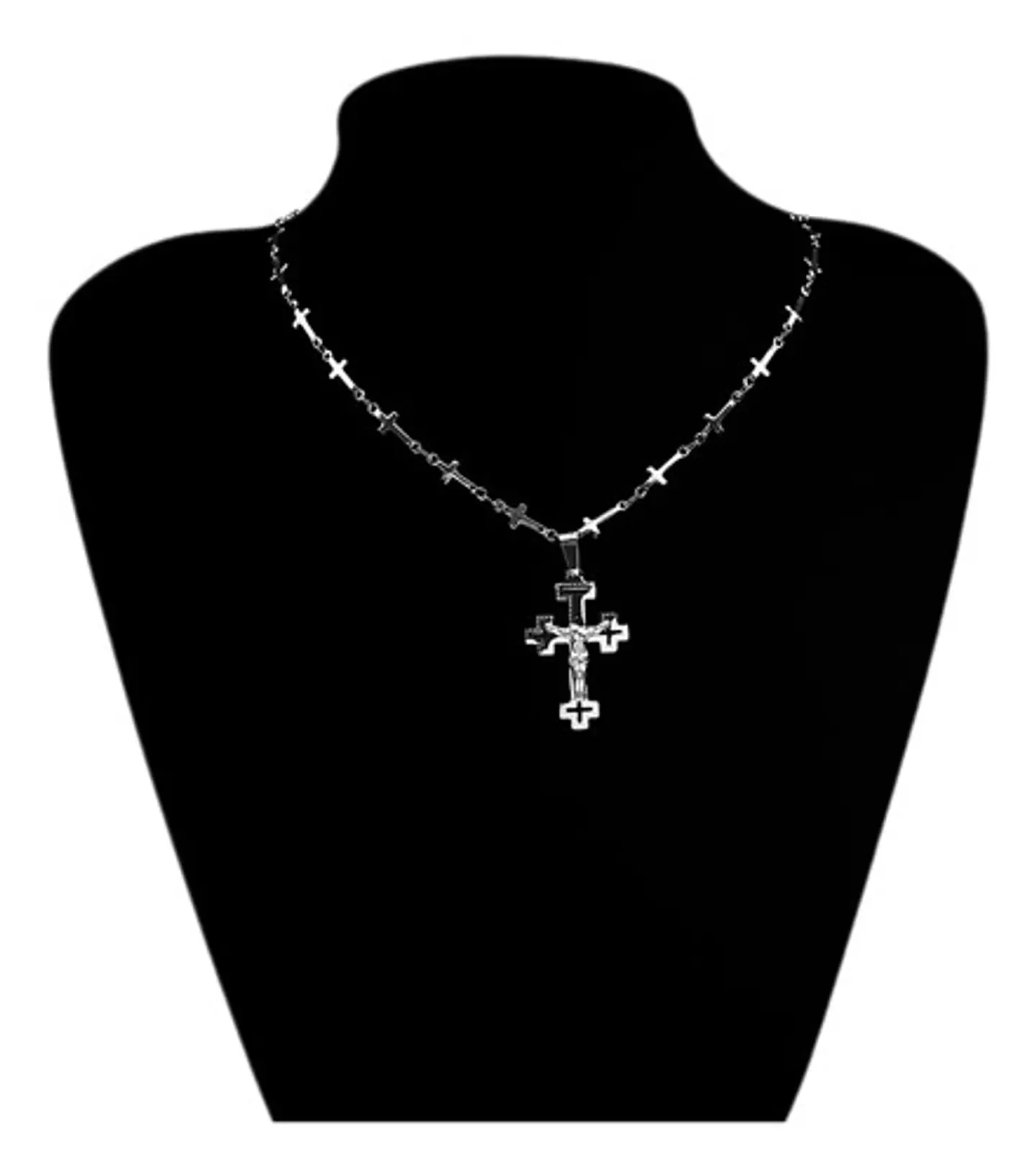 Collar Cadena Cruzes Hombre Mujer Dije Cruz Acero Color Oro 13