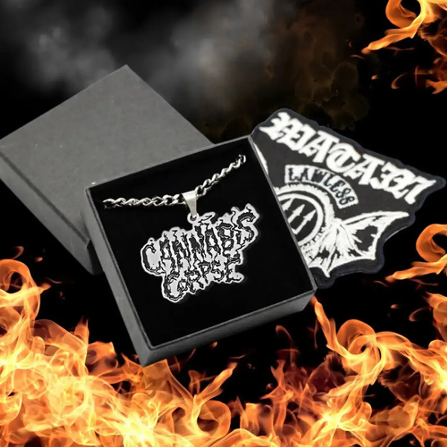 Collar Hombre Mujer Con Dije Banda De Metal Cannabis Corpse 2