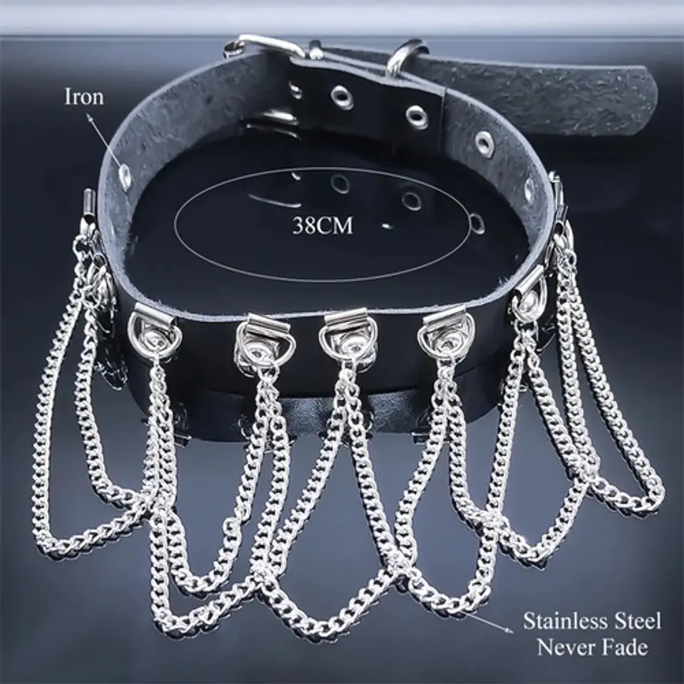 Collar Choker Gargantilla Para Mujer Gotico Cadenas Capas  7