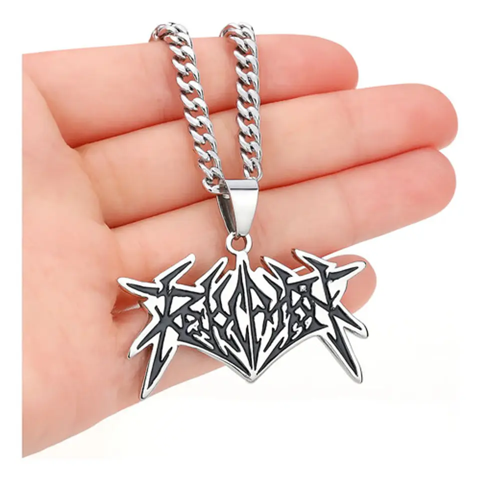 Collar Hombre Mujer Con Dije Banda De Black Metal Revocation Plateado 3