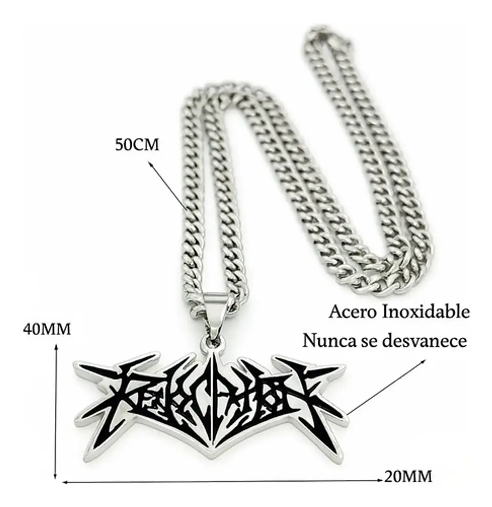 Collar Hombre Mujer Con Dije Banda De Black Metal Revocation Plateado 5