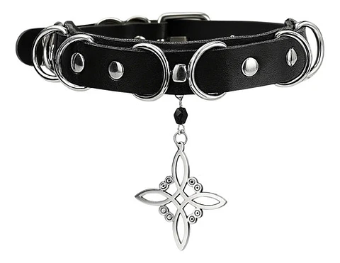 Collar Choker Gotico Para Mujer Con Dije Nudo De Bruja Celta