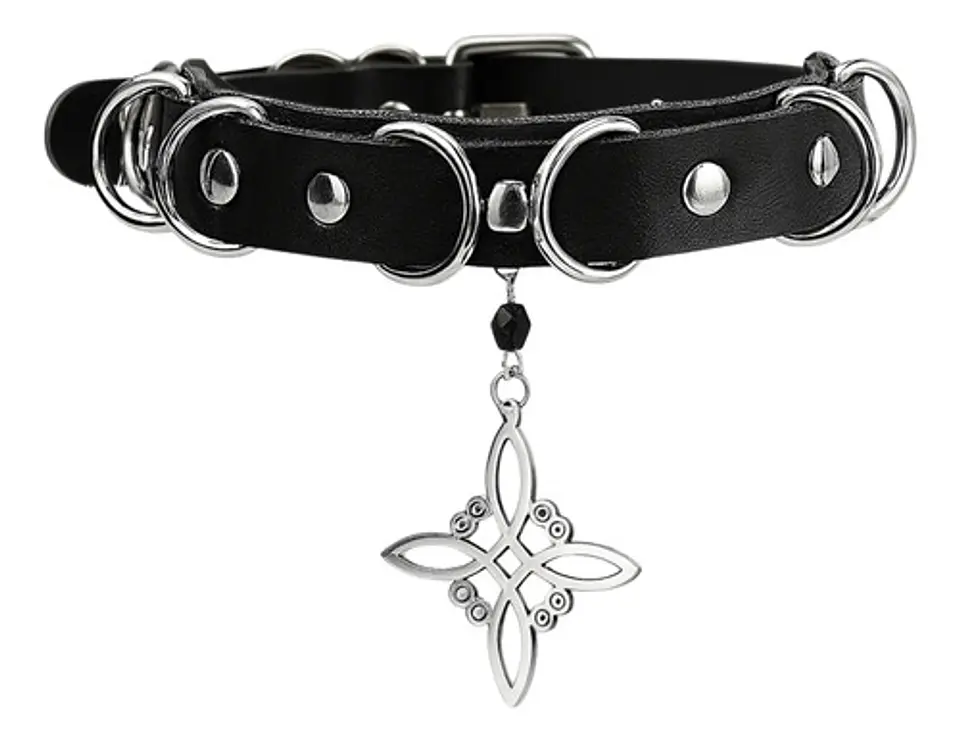 Collar Choker Gotico Para Mujer Con Dije Nudo De Bruja Celta 1
