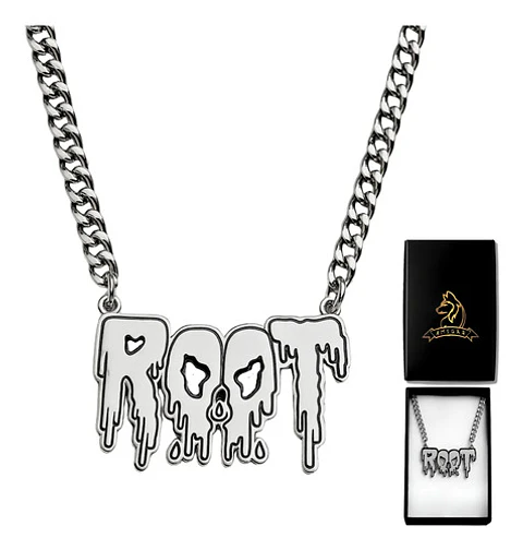 Collar Hombre Y Mujer Dije Color Plata Banda De Metal Root
