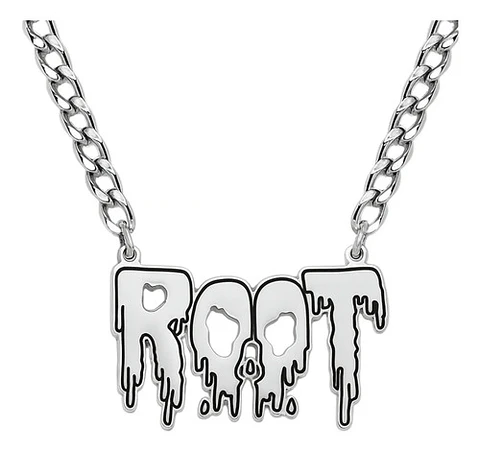 Collar Hombre Y Mujer Dije Color Plata Banda De Metal Root