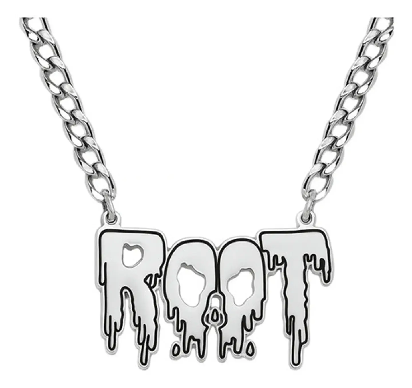 Collar Hombre Y Mujer Dije Color Plata Banda De Metal Root 2