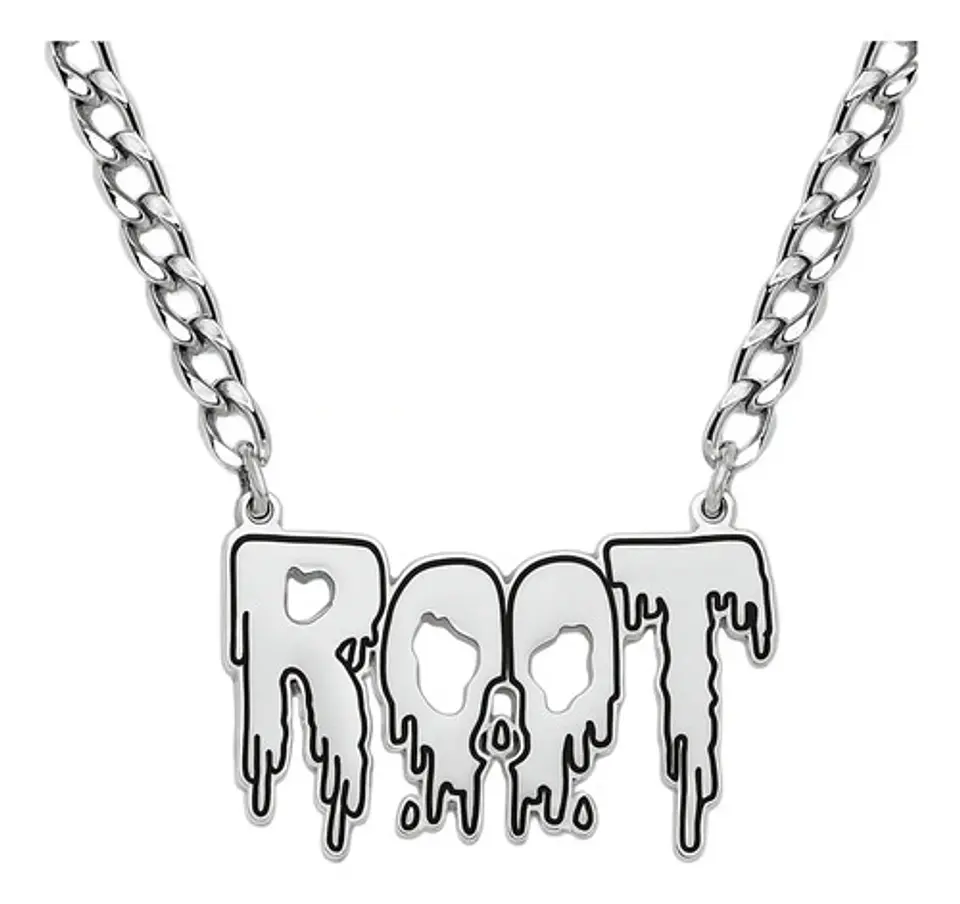 Collar Hombre Y Mujer Dije Color Plata Banda De Metal Root 2