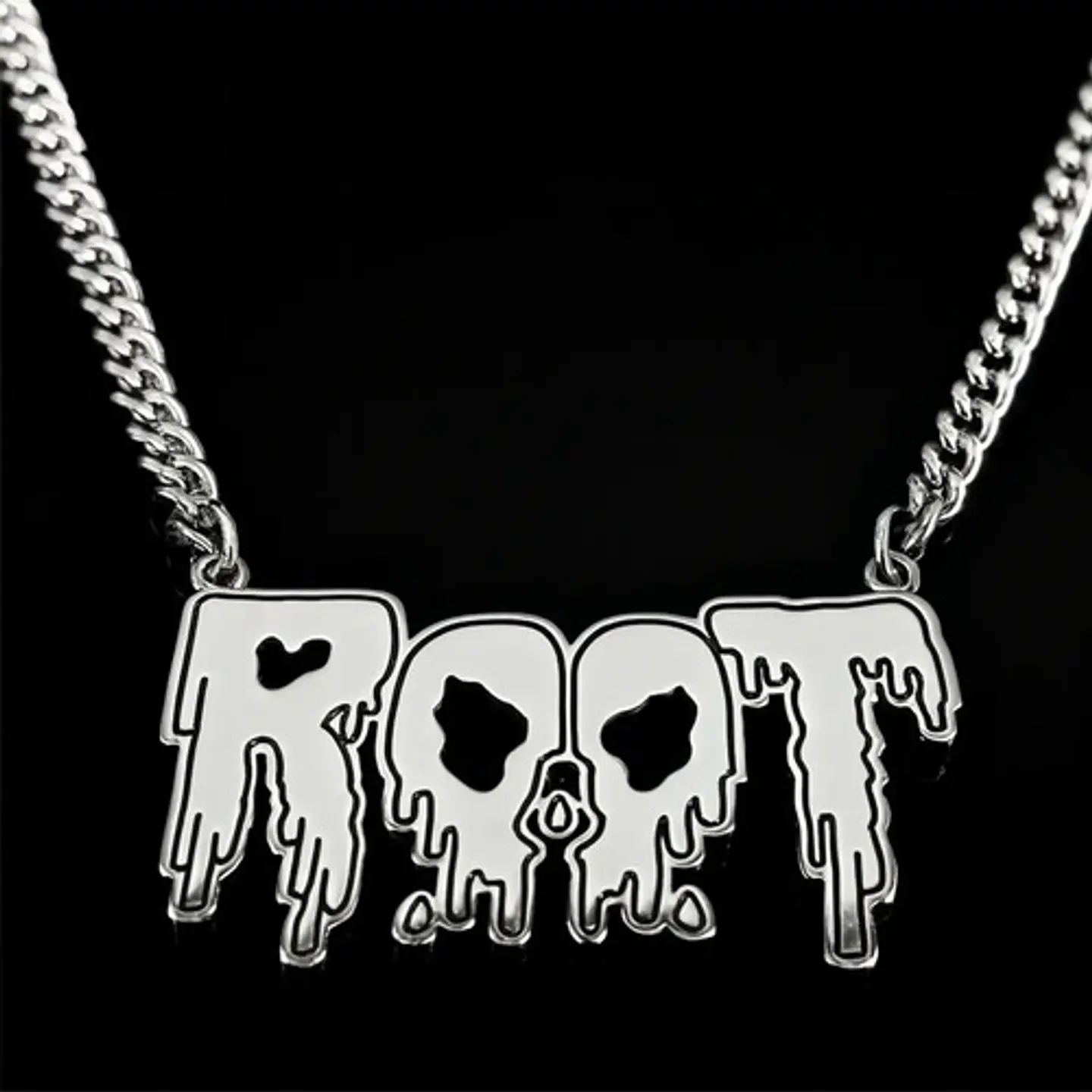 Collar Hombre Y Mujer Dije Color Plata Banda De Metal Root 8
