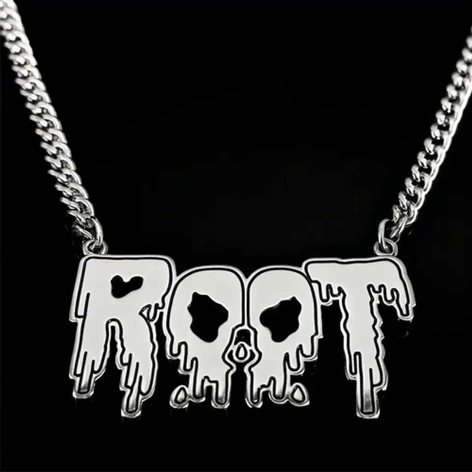 Collar Hombre Y Mujer Dije Color Plata Banda De Metal Root 8