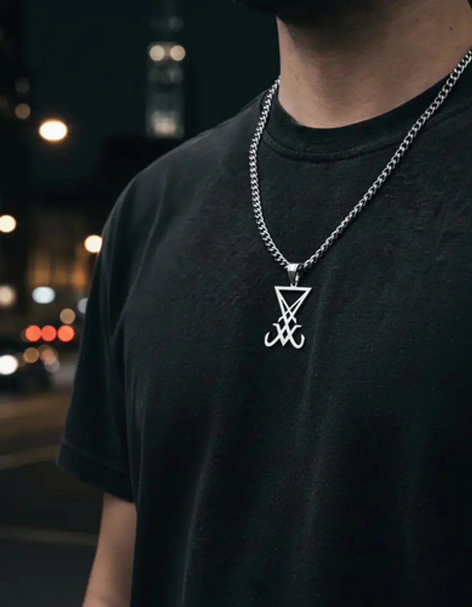 Collar Color Plata Para Hombre Y Mujer Dije Sigil Pentagrama 5
