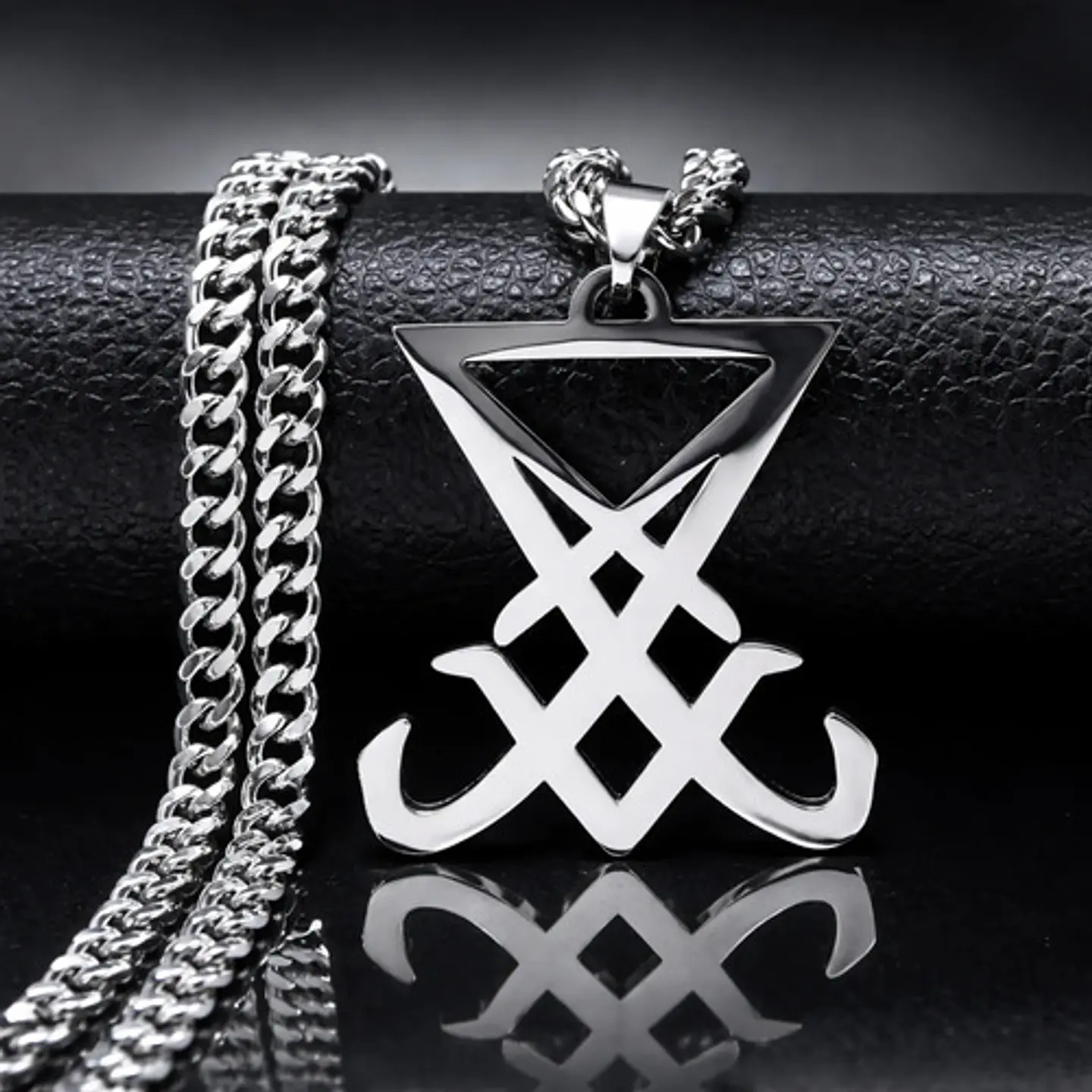 Collar Color Plata Para Hombre Y Mujer Dije Sigil Pentagrama 6