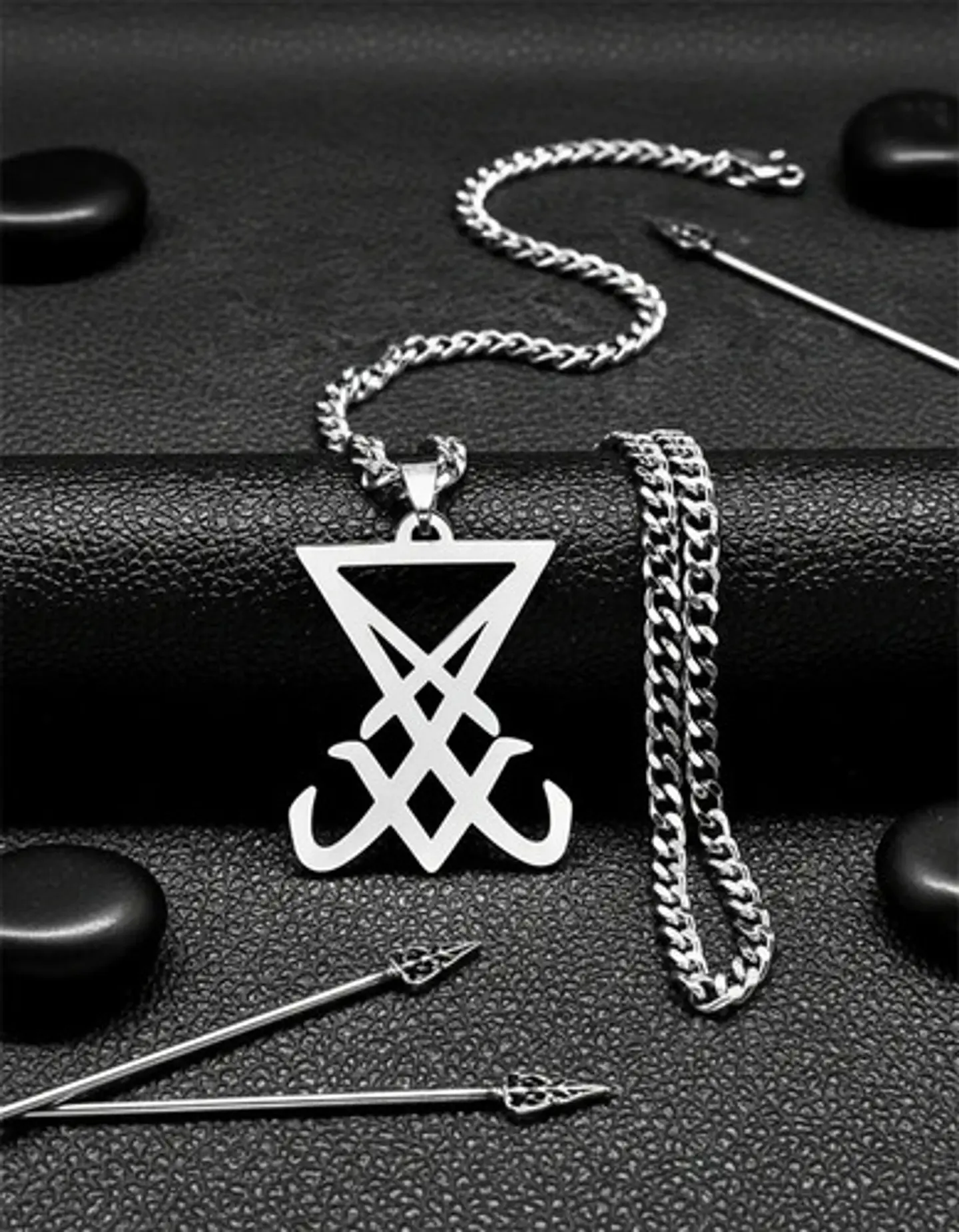 Collar Color Plata Para Hombre Y Mujer Dije Sigil Pentagrama 10
