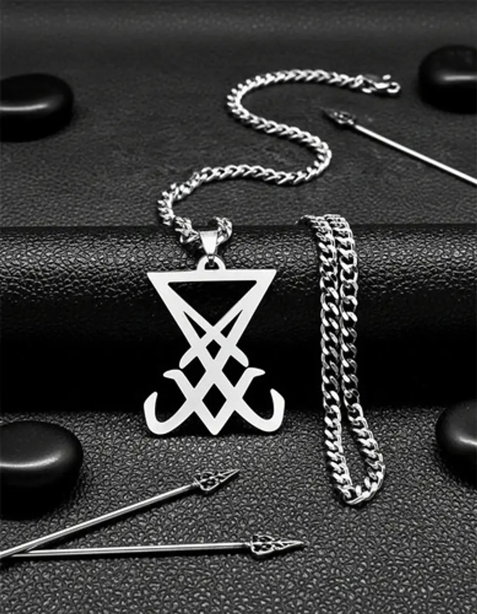 Collar Color Plata Para Hombre Y Mujer Dije Sigil Pentagrama 10