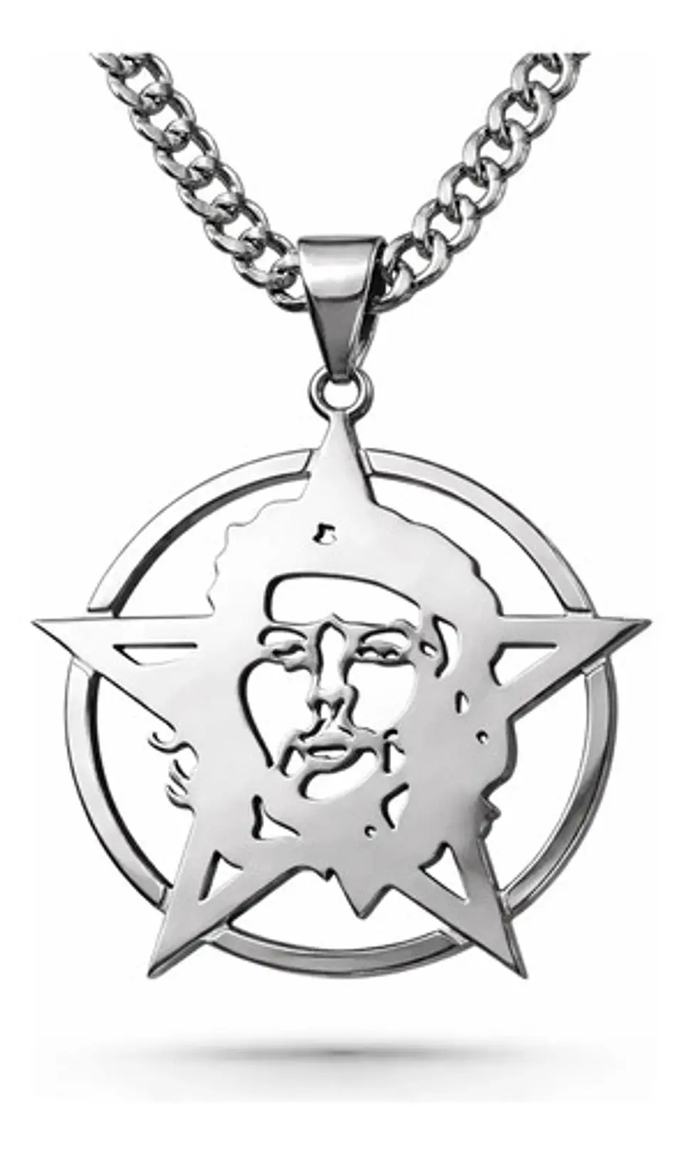 Collar Hombre Mujer Dije Pentagrama Che Guevara Color Plata 1