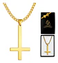 Collar Para Hombre Mujer Con Dije Cruz Invertida Color Oro - Miniatura 1