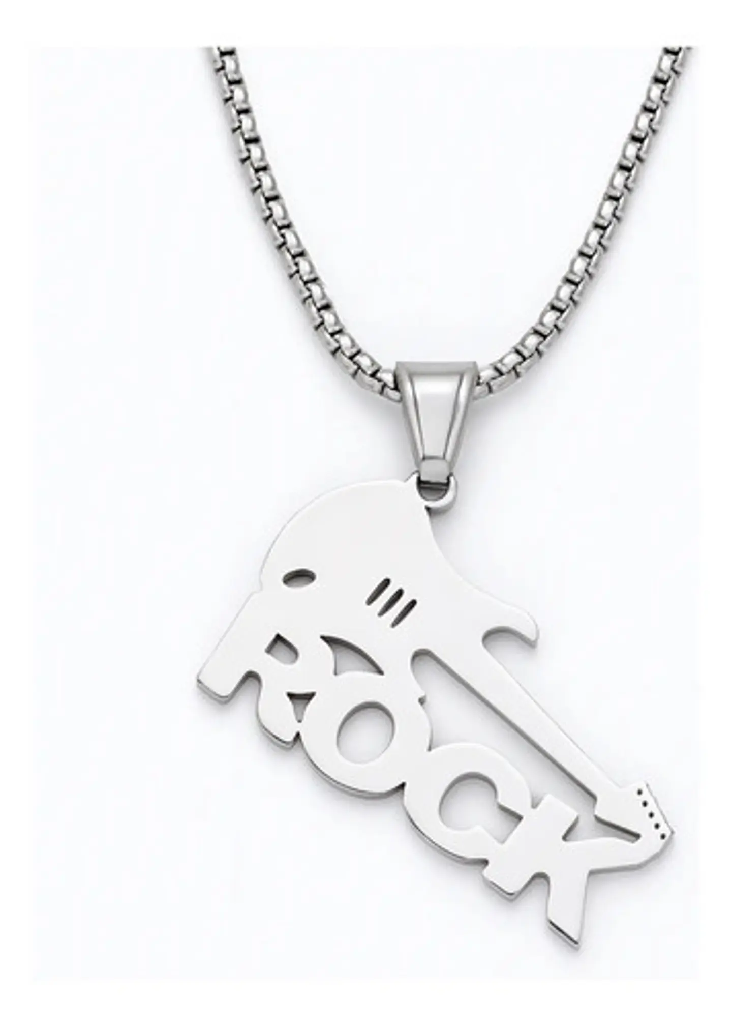Collar Para Hombre Mujer Con Dije Guitarra Rock Color Plata 5