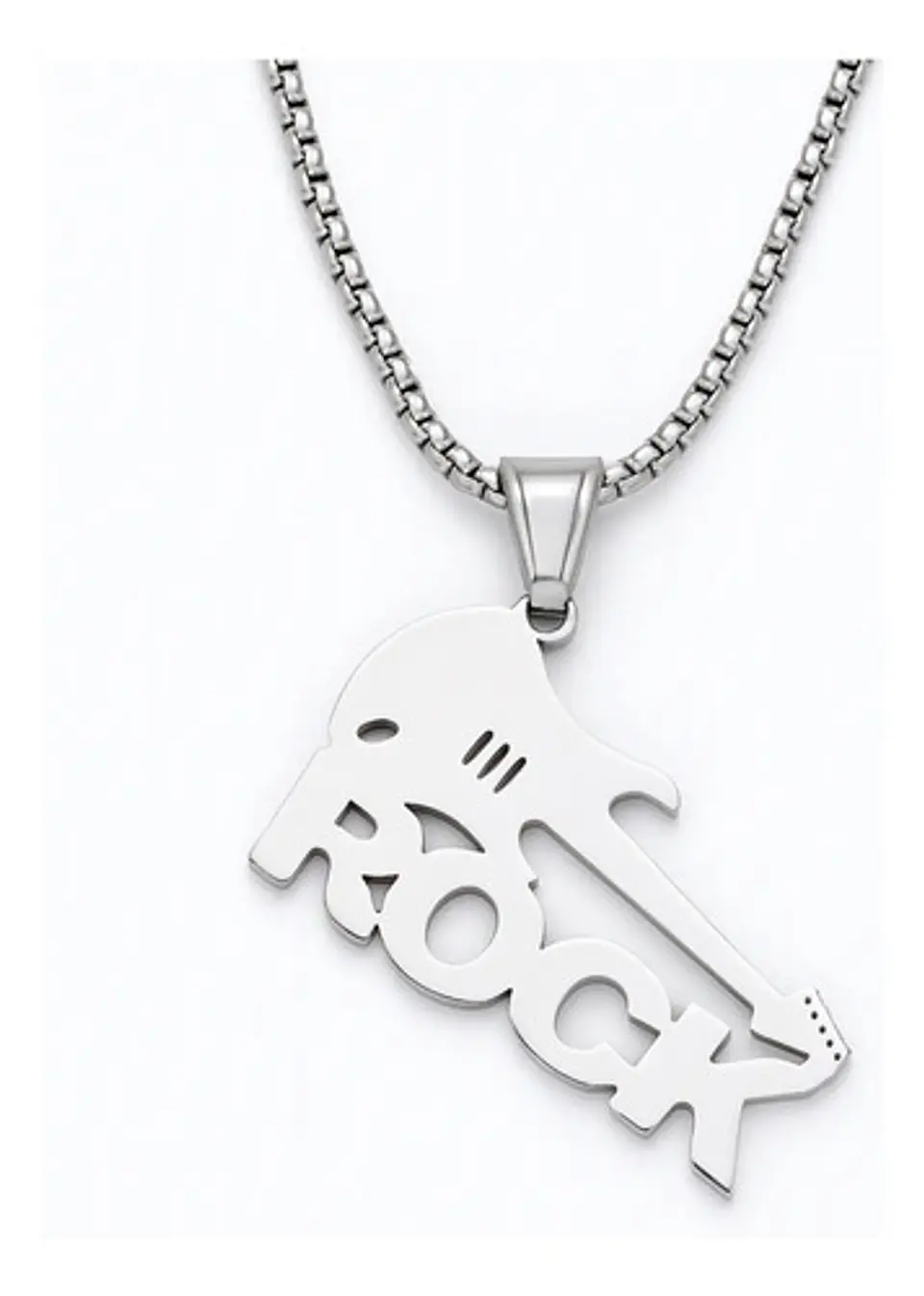 Collar Para Hombre Mujer Con Dije Guitarra Rock Color Plata 5