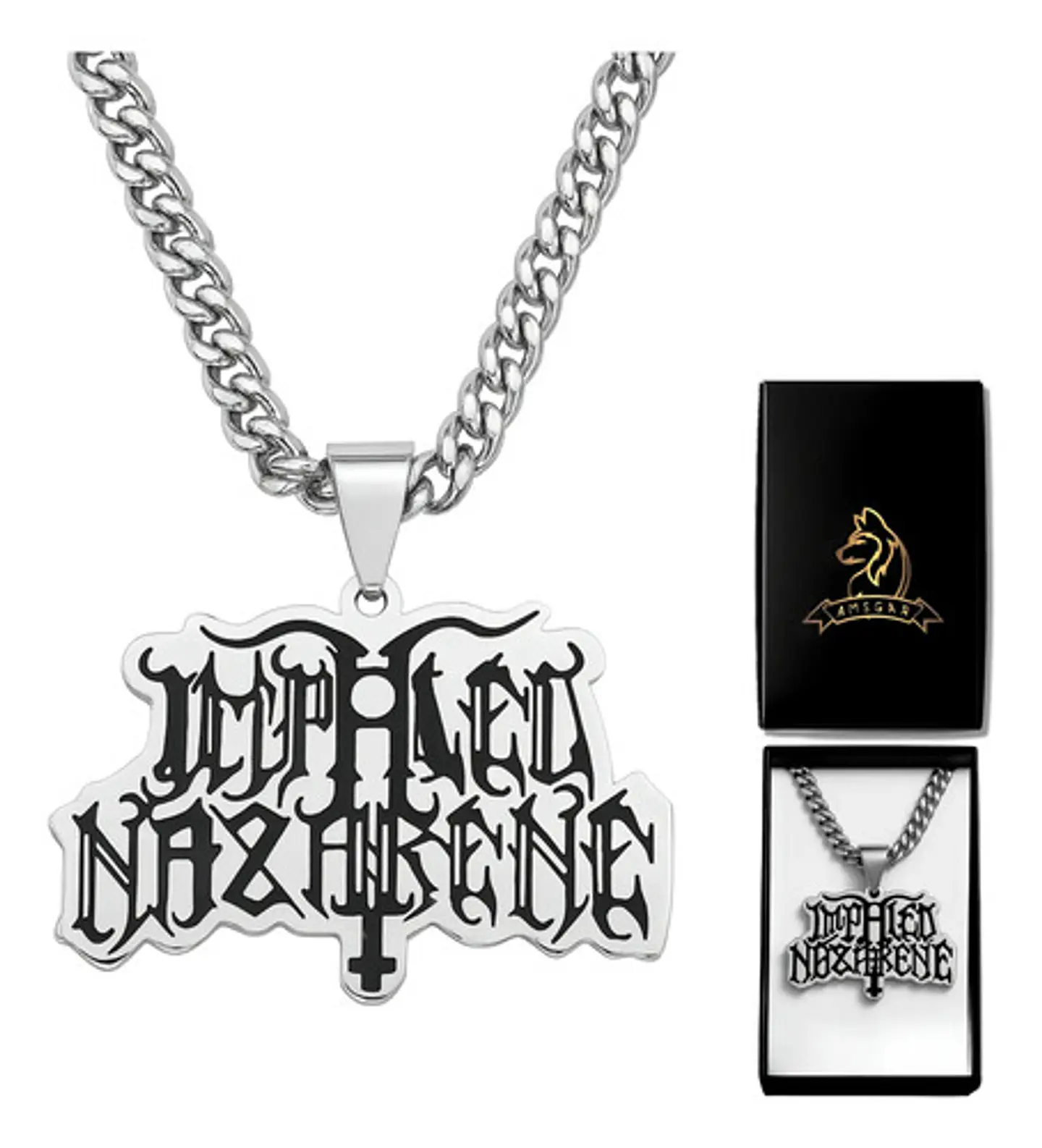 Collar Hombre Mujer Con Dije Banda De Metal Impaled Nazarene 1
