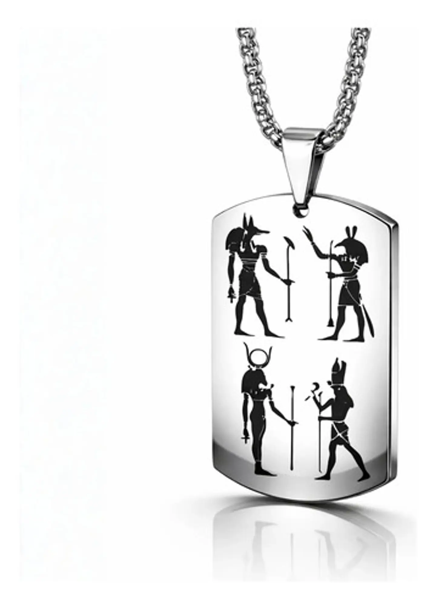 Collar Para Hombre Mujer Con Placa Horus Anubis Color Plata 1