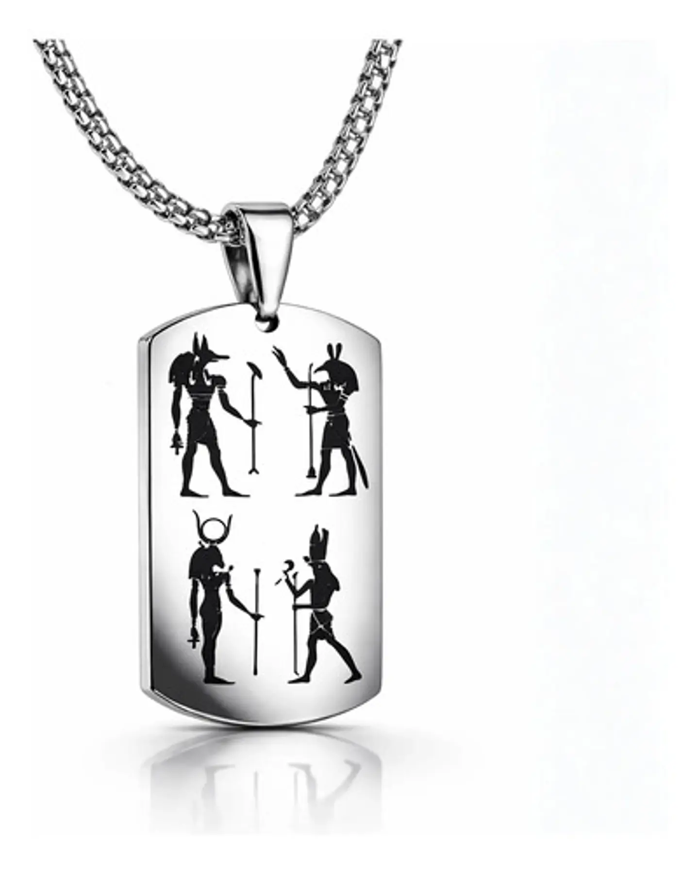 Collar Para Hombre Mujer Con Placa Horus Anubis Color Plata 3