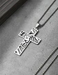 Collar Hombre Y Mujer Dije Cruz Rostro Jesus Acero Color Oro - Miniatura 3