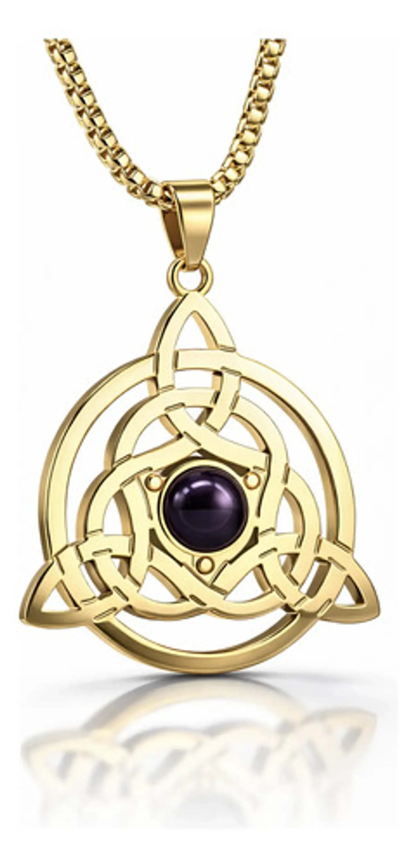 Collar Hombre Y Mujer Con Dije Nudo Triqueta Celta Color Oro 1