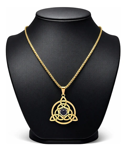 Collar Hombre Y Mujer Con Dije Nudo Triqueta Celta Color Oro